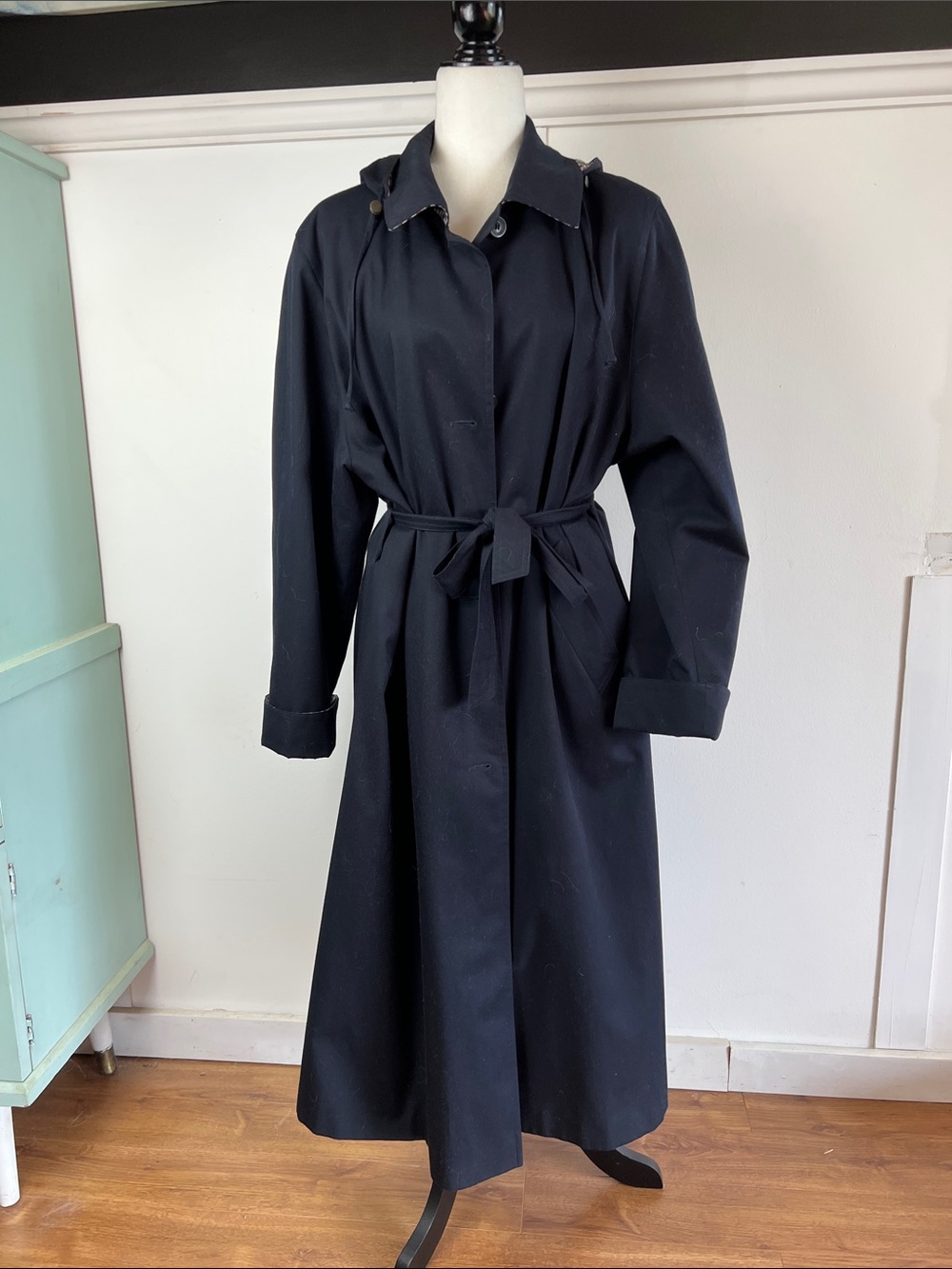 Classic Navy Vintage Trench Coat with Belt